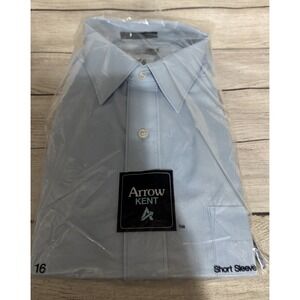 New in Pkg VTG Arrow Kent Decton Blue Mens Short Sleeve Shirt Sz 16 Made In USA